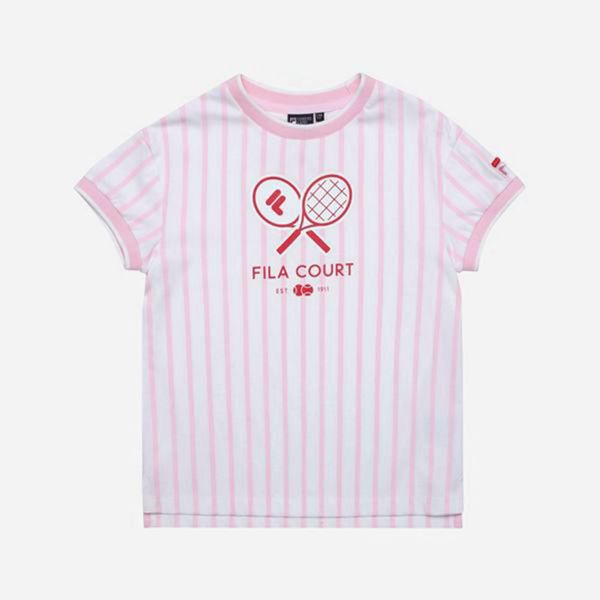 Camisetas Fila Menina Rosa/Branco - Fila Racket S/S Portugal Lisboa,VPAW-24063